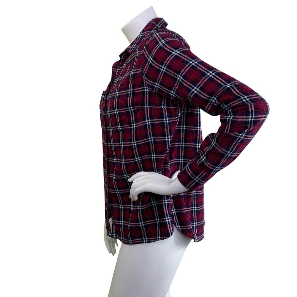 Woolrich Womens Flannel Shirt Size XL Red Violet Navy Plaid Cotton Button Up Top - Picture 2 of 8